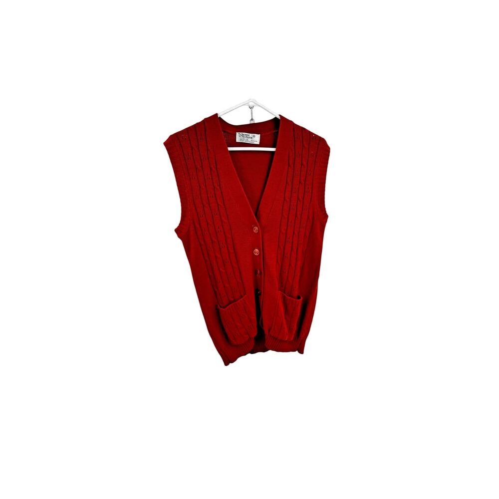 The Gemini Collection Acrylic Sweater Vest Size 40 90s Rust Red